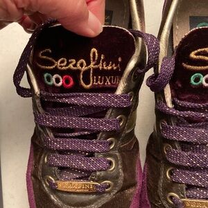 NIB Serafini Handmade Luxury Purple Suede Sneakers
